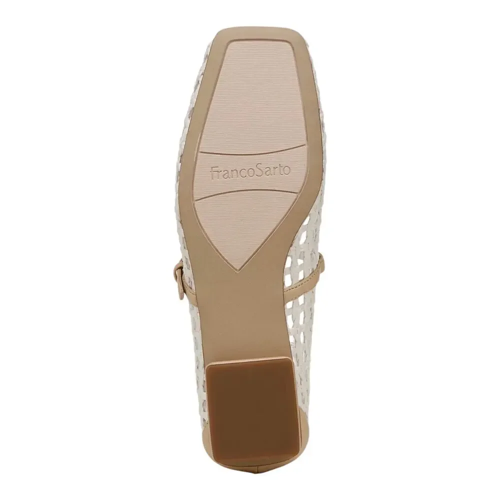 Franco Sarto Women's Tinsley Square Toe Mary Jane Flats Ivory Size 9